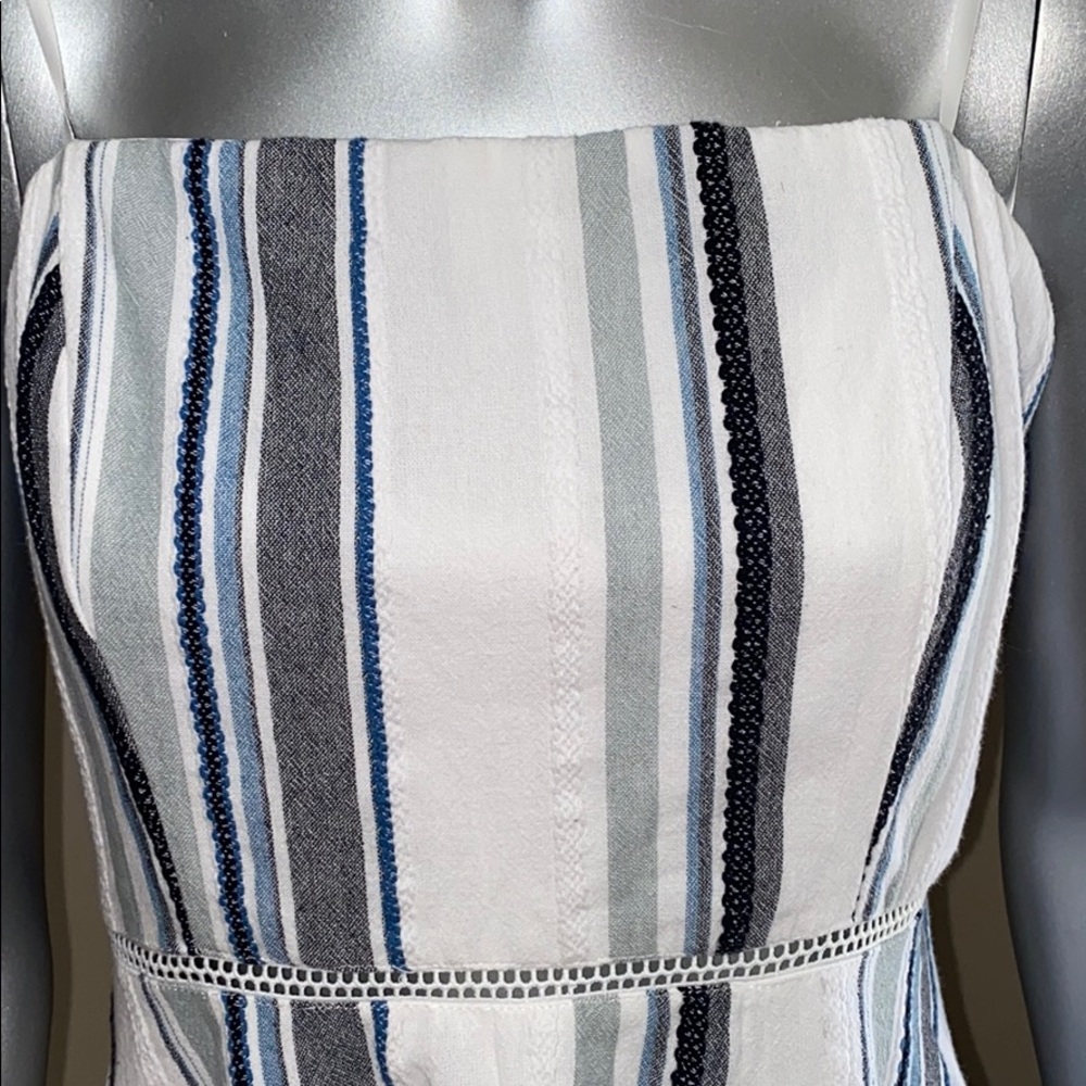 White linen dress with “denim like” stripes